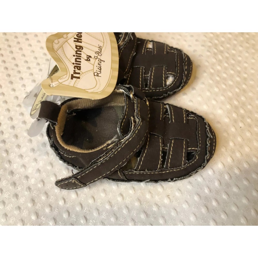 Rising Star NEW - Pre-Walker Brown -Training Shoes Size (1) 3-6 M Soft Flexible